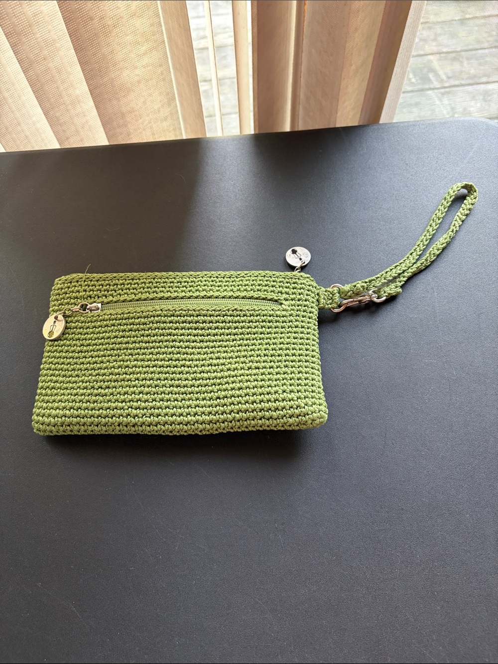 The Sak Olive Green Handwoven Wristlet